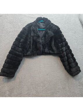 Black Faux Fur Cropped Jacket Womens 3X Soft Plush Elegant Partywear Whimseygoth